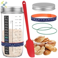 6Pcs Sourdough Starter Jar Kit with Scale Thermometer Heat Resistant Sourdough Starter Container Cle
