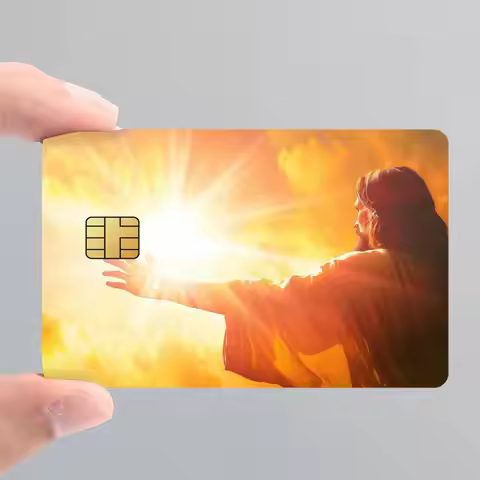 Son of God Jesus Cross Holy Light Card Stickers for Bank Access Protective Waterproof Film Cover Sti