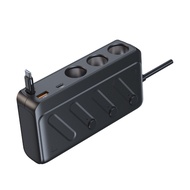 3 Sockets Car Charger Adapter 12V / 24V Outlet Connector retractable car charger