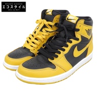 Nike Air Jordan 1 Retro High OG 皮革男鞋，黃色/黑色配色，尺寸 27.0cm，貨號 555088-701，9 號（美國）[二手]