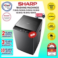 (FREE SHIPPING)Sharp 7.5KG/8.5KG/9.5KG/10.5KG/12.5KG/15.5KG/15KG/20KG Top Load Washing Machine/Mesin