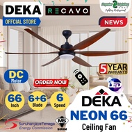 Deka Recavo Ceiling Fan (66 Inch) 6+6 Speed LED Lighting 3 Color Remote Control Fan Neon 66 LED