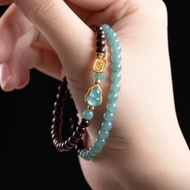 藍水翡翠葫蘆小葉紫檀雙圈手鏈