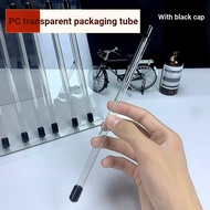 P PVC/PC Transparent Tube Storage Packaging with Plug Round Tube Packaging with Black Hat Thread Inc