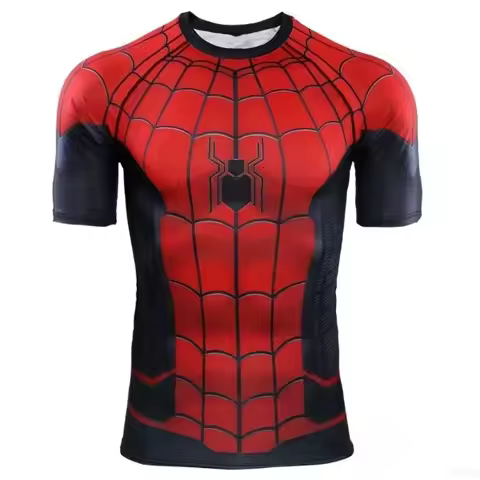 Hot Spider Man Cosplay Shirt Discount Black Friday, Trendy Printed Short Sleeved Shirt