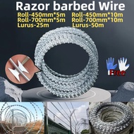 Dawai Duri Pagar Razor Barbed Wire 10m 50m Kawat Duri Dawai Kawat Duri Razor Wire