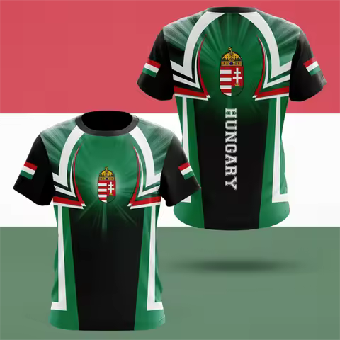 Hungary National Emblem Flag 3D Men's T Shirt Summer Cool Casual O-Neck Short Sleeves Breathable Spo