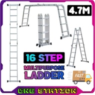 M47 16 STEP 4.7M ALUMINIUM MULTIPURPOSE LADDER 16STEP LADDER TANGGA SERBAGUNA TANGGA BESI ALUMINIUM TANGGA LIPAT