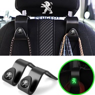 Car Luminous Multifunctional Hooks Auto Logo Hidden Seat Rear Hooks Decoration Accessories for Peuge