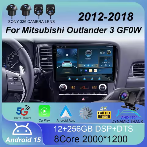 Android 15 Carplay Auto 2K Screen Multimedia Car Radio Player For Mitsubishi Outlander 3 GF0W GG0W 2