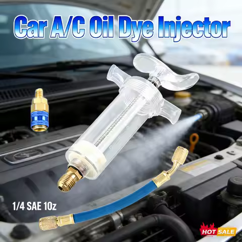 Auto Compressor Oil Dye Injector 30ml 1Oz Coolant Filling Tube Injection Tool with R-134A Low Side Q