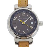 Pre-owned Louis LOUIS VUITTON Tambour watch Q1211, stainless steel and leather, quartz movement, ana