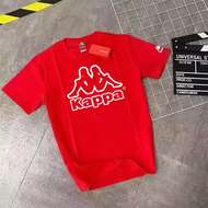 KAPPA KAPPA ngắn tay thêu cotton thường ngày thể thao cặp đôi tay Áo phông cổ thuyền áo màu xanh dươ