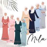 MILA KURUNG | Baju Kurung Moden Plain | Baju Raya 2023  (BLACK Pink Emarald Green Baby Blue Navy Blu