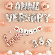 Anniversary 紀念日氣球佈置套裝 LOVE情人節佈置告白套裝 結婚週年浪漫臥室520氣球套餐 場地裝飾