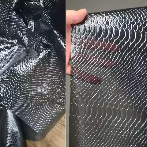 Black Snake Pattern Embossed TPU Film Leather Fabric for Design Waterproof Raincoat Dress Fashion DI
