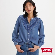 Levis 女款 無領荷葉邊天絲棉牛仔襯衫 人氣新品