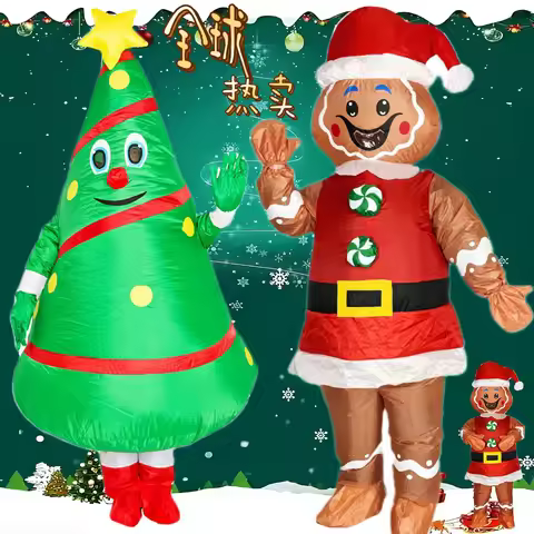 Adult Christmas Inflatable Santa Claus Costume 4.9ft-6.2ft Festival Party Role Play Christmas Tree G