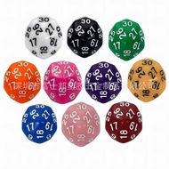 D30 Solid Color Big Dice 30 Sides Digital Dice Board Game Teaching Props Dice