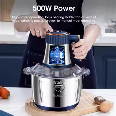 Electric Meat Grinders 5L 304 Stainless Steel Food Crusher Multifunctional Vegetable Slicer Chopper 
