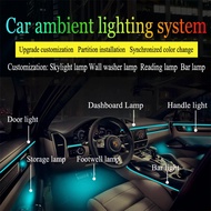 Universal 18 in 1 Dual Zone 64 Color Car Ambient Lighting Kit RGB LED Strip Light Acrylic Interior A