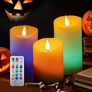 luzzup Flameless Candles with Remote Timer - Battery Operated Candles with 10-Key Remote, Moving Fla