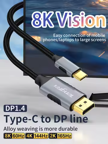 Type C to DP 1.4 Cable 8K60Hz Dynamic HDR USB C to DisplayPort Cable Thunderbolt 3 4 4K For MacBook 