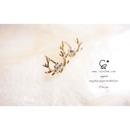 9K Gold-Reindeer/Zircon/K Gold Earrings/9K Gold/[Jingjing Workshop-love2hm]