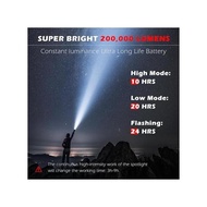 Rechargeable Spotlight Flashlight With 200000 Lumens Handhel