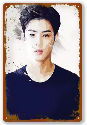 Cha Eun Woo Cha Eun Woo Idol Kpop Poster Tin Sign Vintage Metal Sign Bar Club Wall Art Decoration 8X