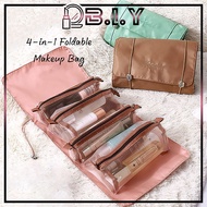 B.I.Y 4-In-1 Foldable Makeup Bag |   Travel Cosmetic Pouch |   Portable Organizer Bag |   Makeup Bag
