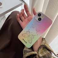 Lovely Colorful Gradient Butterfly Phone Case For iPhone 11 12 13 14 15 Pro Max IMD Silicone Shockproof Back Cover