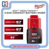 MILWAUKEE M12 RED LITHIUM-ION 3.0AH BATTERY ONLY-(B3 ASIA 3.0AH)