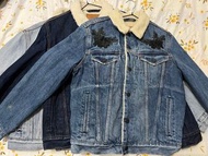 Levis 羔羊牛仔外套 限定款 黑色玫瑰刺繡 深藍色 淺藍色三件合售