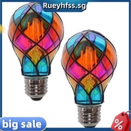 E26 4W 120V LED Stained Glass Light Bulb 2 Pack Colorful Painted Glass Light Bulb for Romantic Light