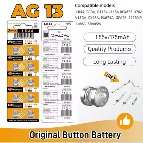 10-200pcs LR44 AG13 160mAh Cell Coin Watches Battery L1154 357 SR44 RW82 1.55V Alkaline Button Batte