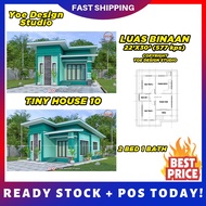 PELAN RUMAH TINY HOUSE 10 (22'x30' 577kps)  PLAN RUMAH 2 BILIK TIDUR 1 BILIK AIR | HOUSE DESIGN 3D