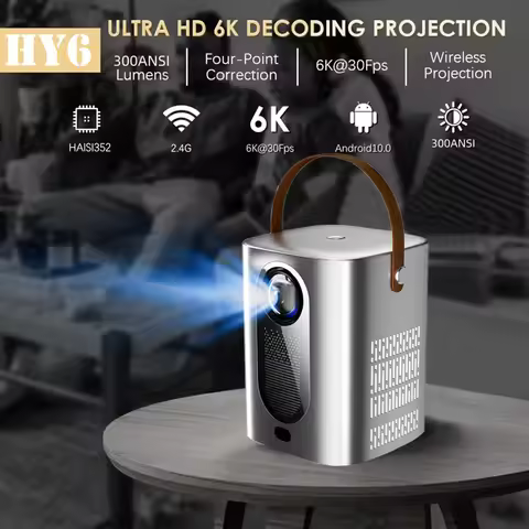 New HY6 Portable Projector Full HD 1080P Support 400ANSI Android 9.0 Projector Auto Keystone & Elect