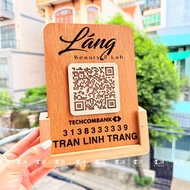 STK Table - Scan QR Code High Quality Laser Engraved Wood - Rustic Luxury, Convenient QR Payment