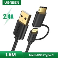 UGREEN 30177 Micro USB Cable + Type C Cable 1.5 Meter