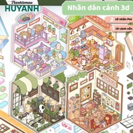 3D Sticker - 3D cute cartoon landscape Sticker - creative three-dimensional house for entertainment 