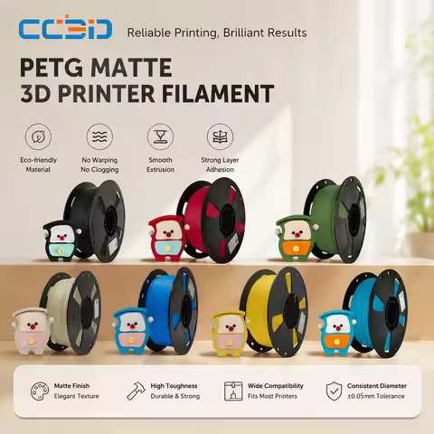 CC3D PETG Matte Filament Black 1.75mm 1kg Matte Surface & Low Warping Hides Layer Lines, High Toughn