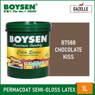 ℡☇♝Boysen Color Series  Permacoat Semi-Gloss Latex Paint Chocolate Kiss B7588- 1 Liter