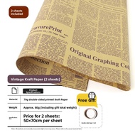 Retro Newspaper Map Brown Kraft Paper Gift Wrapping Paper Book Wrapping Paper Artistic Background Pa