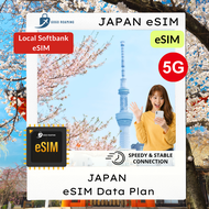 【eSIM】Japan eSIM 5G (Softbank I Daily 1GB–3GB I 5GB - 15GB) Unlimited Data Travel eSIM | GOGO ROAMIN