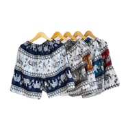 Adult Rayon Knee-Length Casual Shorts with Thai Elephant Motif