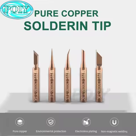 5PCS 900M T Series Pure Copper Soldering Iron Tip Lead-free Welding Sting For Hakko 936 FX-888D 852D
