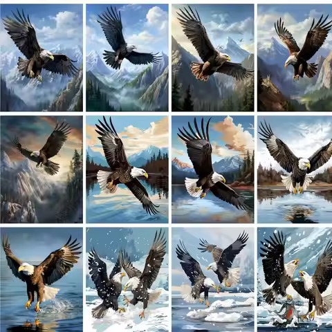 GATYZTORY Picture By Numbers On Canvas Acrylic Paint By Number Eagle Diy Painting By Numbers Kit Col