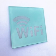 少見別緻玻璃製 WiFi標誌 不銹鋼公共標示牌 無線上網標示牌