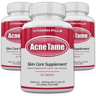 Acnetame Acne Pills- Tame 3 Pack Supplement- Clear Skin Vitamins Pill for Oily Skin Treatment, Hormo